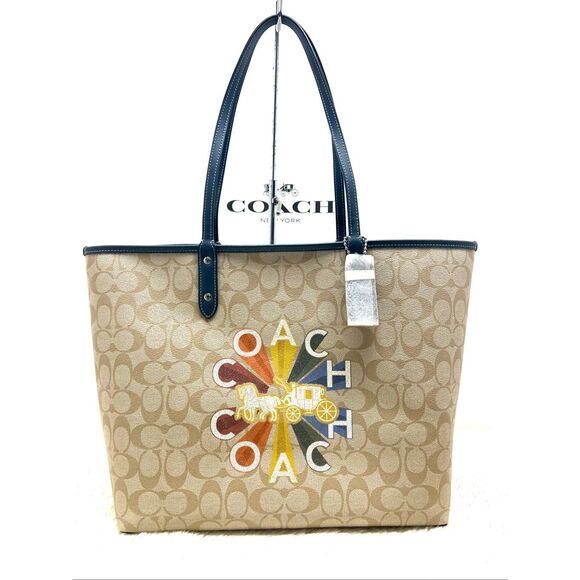 Coach Handbags - 🔥🎁NWT! Coach Rainbow Sig Reversible Tote Handbag F76632 Msrp:$350.00